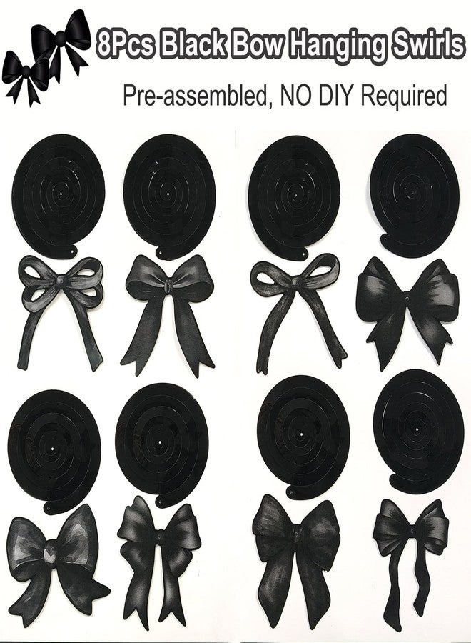 Haptda Black Bow Happy Birthday Banner Garland and Hanging Swirls for Girl Black Bow Coquette Birthday Party Decorations - Image 5