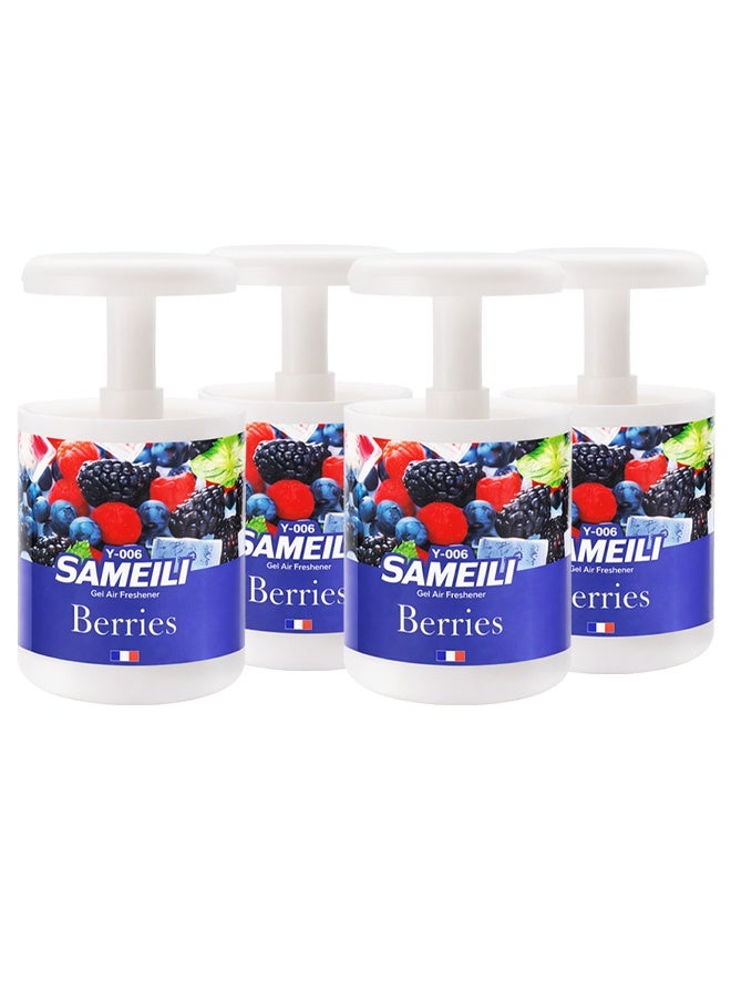ساميلي مجموعة من 4 قطع من معطر جو جل ساميلي برائحة التوت Y-006 - تحكم قابل للتعديل في الرائحة، معطر جل يدوم طويلاً للوحة القيادة في السيارة، وحامل الأكواب، والمنزل، والمكتب - Image 1