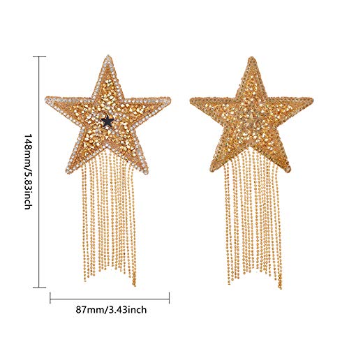 FINGERINSPIRE 4 Colors Rhinestone Star Patche Iron on Patches with Chains Tassel Sparkling Clothes Repair Patches Fashion Appliques Badge for Clothing Dress Hat Bag Jacket Shoes Garment DIY Decoration - Image 2