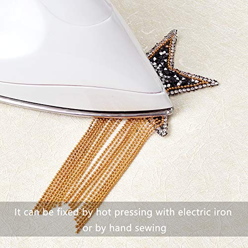 FINGERINSPIRE 4 Colors Rhinestone Star Patche Iron on Patches with Chains Tassel Sparkling Clothes Repair Patches Fashion Appliques Badge for Clothing Dress Hat Bag Jacket Shoes Garment DIY Decoration - Image 5