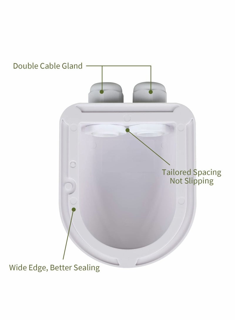 SYOSI Double Cable Entry Housing Mount Cable, Photovoltaic Line Junction Box Waterproof ABS Gland for RV, Boats, Caravans, Marine（2Pack, White） - Image 3