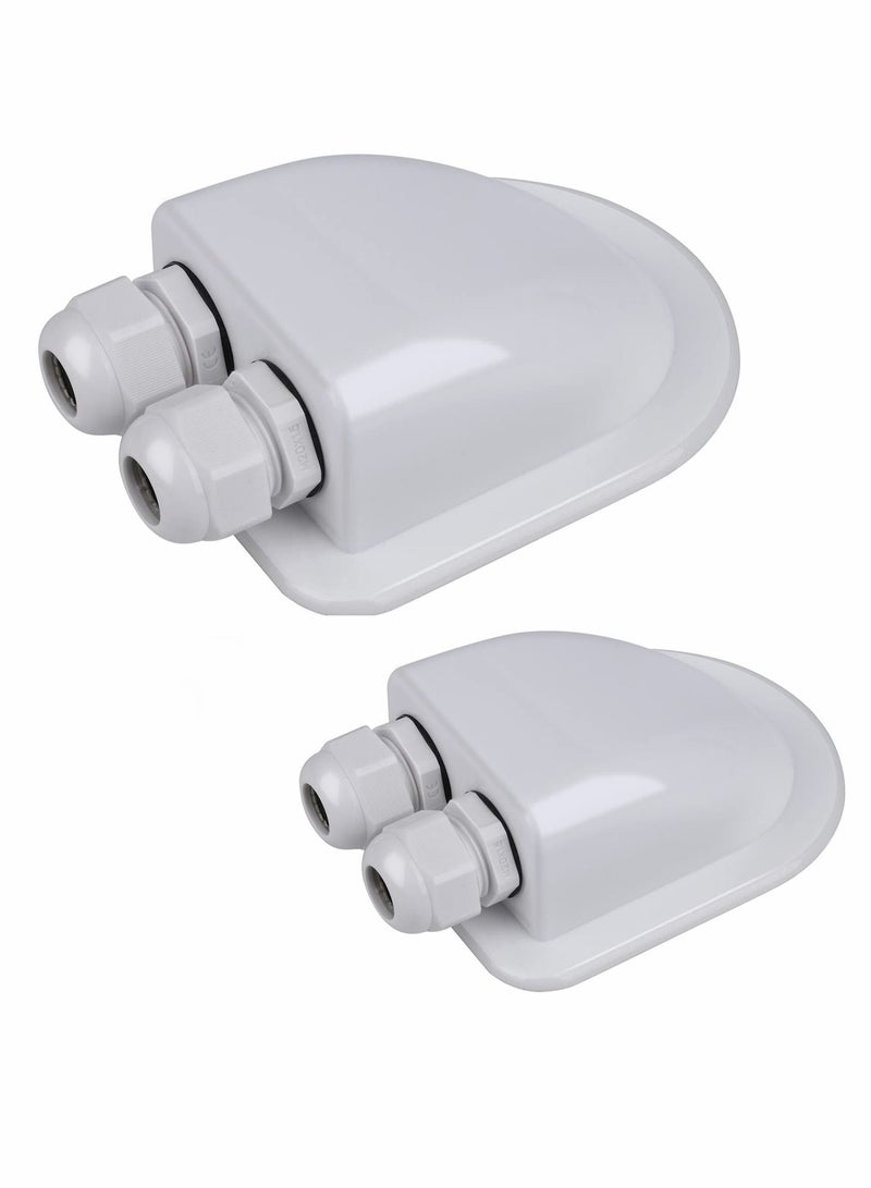SYOSI Double Cable Entry Housing Mount Cable, Photovoltaic Line Junction Box Waterproof ABS Gland for RV, Boats, Caravans, Marine（2Pack, White） - Image 1