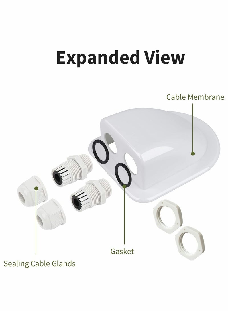 SYOSI Double Cable Entry Housing Mount Cable, Photovoltaic Line Junction Box Waterproof ABS Gland for RV, Boats, Caravans, Marine（2Pack, White） - Image 2