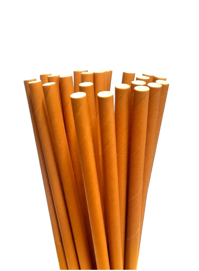 Party Time 25 Pieces Disposable Drinking Paper Straws 6mm Brown Color Party Tableware Supply - Image 2