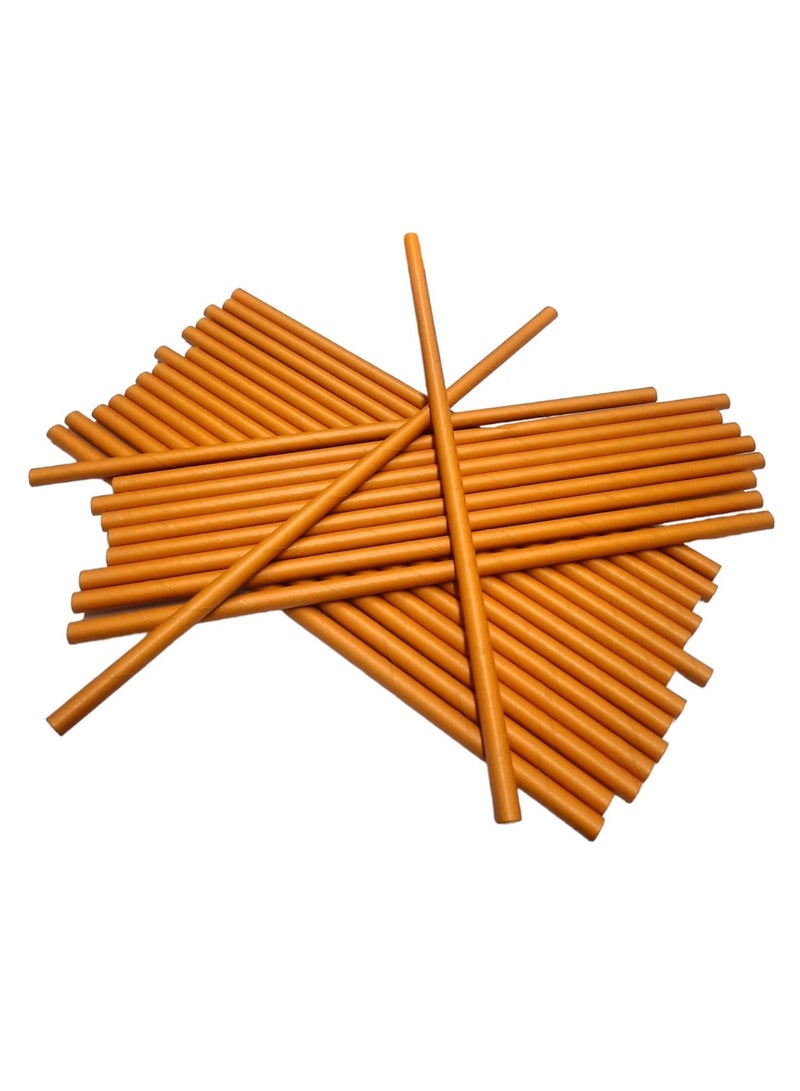 Party Time 25 Pieces Disposable Drinking Paper Straws 6mm Brown Color Party Tableware Supply - Image 1