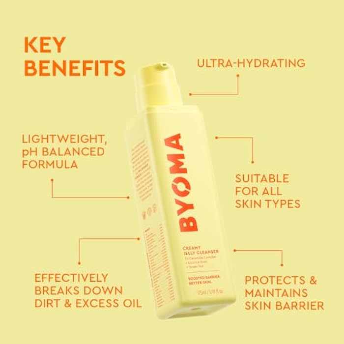 BYOMA Creamy Jelly Cleanser - Hydrating Facial Cleanser for Skin Barrier Repair -Tri-Ceramide Face Wash for Sensitive Skin & All Skin Types - Gently Removes Makeup & Excess Oil - 5.91 fl oz - Image 3