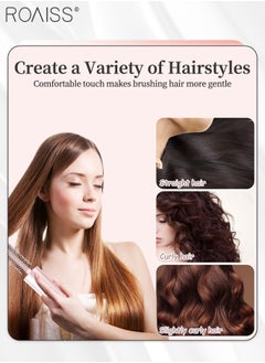 roaiss 3Pcs Portable Travel Hair Brush Set, Round Curly Hair Brush, Mini Carry Massage Comb and Folding Straightening Comb Travel Size for Girls and Women for Detangling, Blow Drying, Hair Styling, Pink  - Image 4