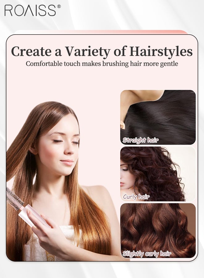 roaiss 3Pcs Portable Travel Hair Brush Set, Round Curly Hair Brush, Mini Carry Massage Comb and Folding Straightening Comb Travel Size for Girls and Women for Detangling, Blow Drying, Hair Styling, Pink - Image 4