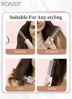 roaiss 3Pcs Portable Travel Hair Brush Set, Round Curly Hair Brush, Mini Carry Massage Comb and Folding Straightening Comb Travel Size for Girls and Women for Detangling, Blow Drying, Hair Styling, Pink  - Image 5