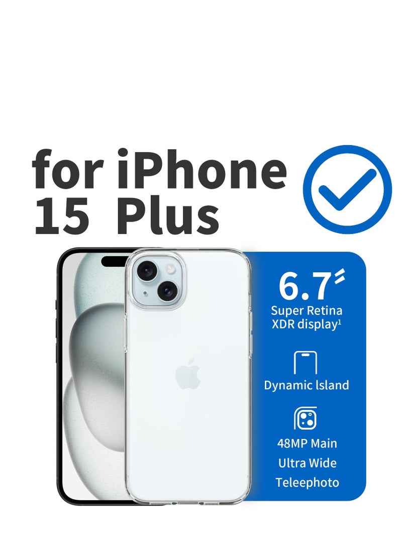 TEAM LUXURY iPhone 15 Plus Case Clear Cover [Anti-Yellowing] Ultra Thin Silicone Shockproof Back Cases Transparent Protective Phone Case for Apple iPhone 15 Plus  - Crystal Clear - Image 2