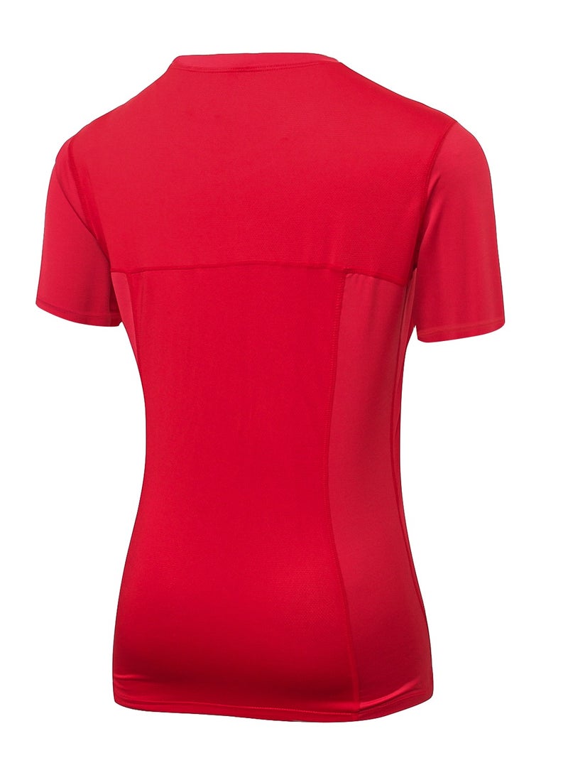Loquat Women Quick Dry Breathable Elastic T-Shirt Red - Image 2