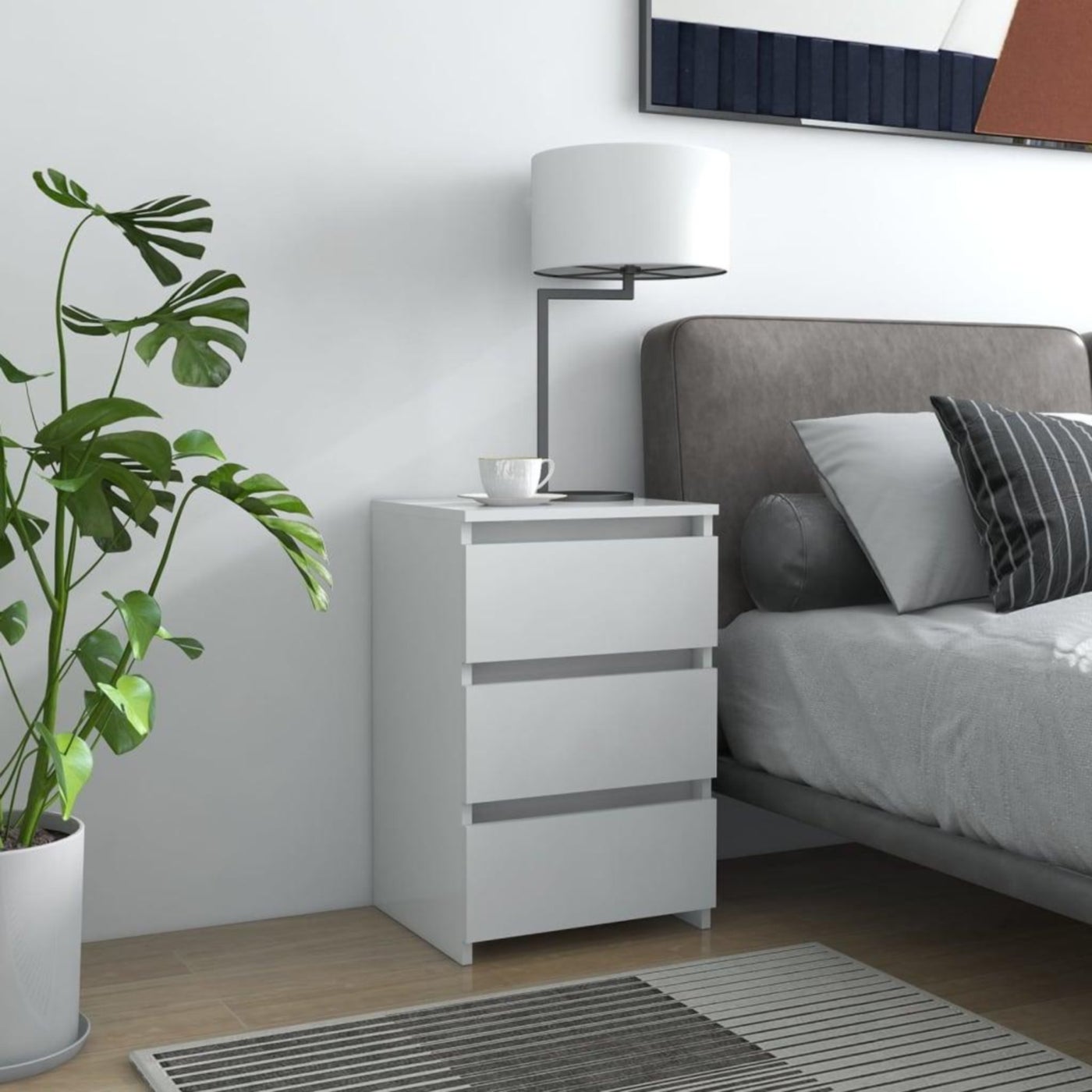 Modern MDF nightstand - Height 60 cm - Width 40 cm - Depth 36 cm, from Furniture Store.
