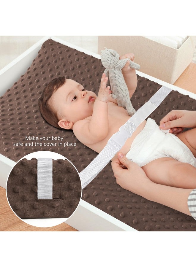 Susurration 2Pack Changing Pad Covers Super Soft Minky Dots Plush Changing Table Covers 33x17x7in Breathable Changing Pad Sheets for Unisex Baby Girls and Boys (Beige&Brown) - Image 3