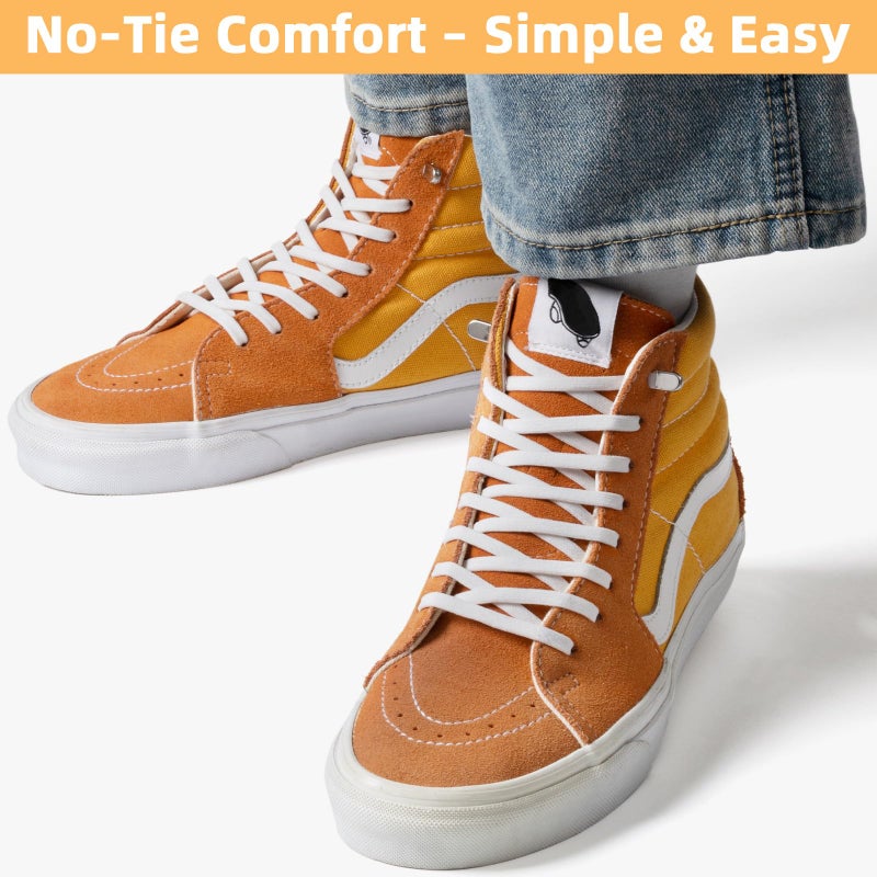 Stepace 2 Pairs Elastic No Tie Shoe Laces for Kids and Adults Sneakers, Stretch Flat Tieless Shoestrings White 120 - Image 2