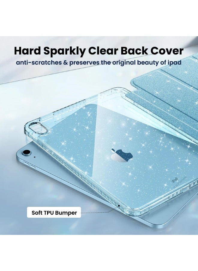 SPFYEAH Slim Case for iPad (A16) 11th Generation 11 inch (2025) / iPad 10th Generation 10.9 inch (2022), Glittering Sparkly Shockproof Cover with Shiny Clear Back Shell, Trifold Stand Pencil Holder, Auto Wake Sleep, Blue - Image 3