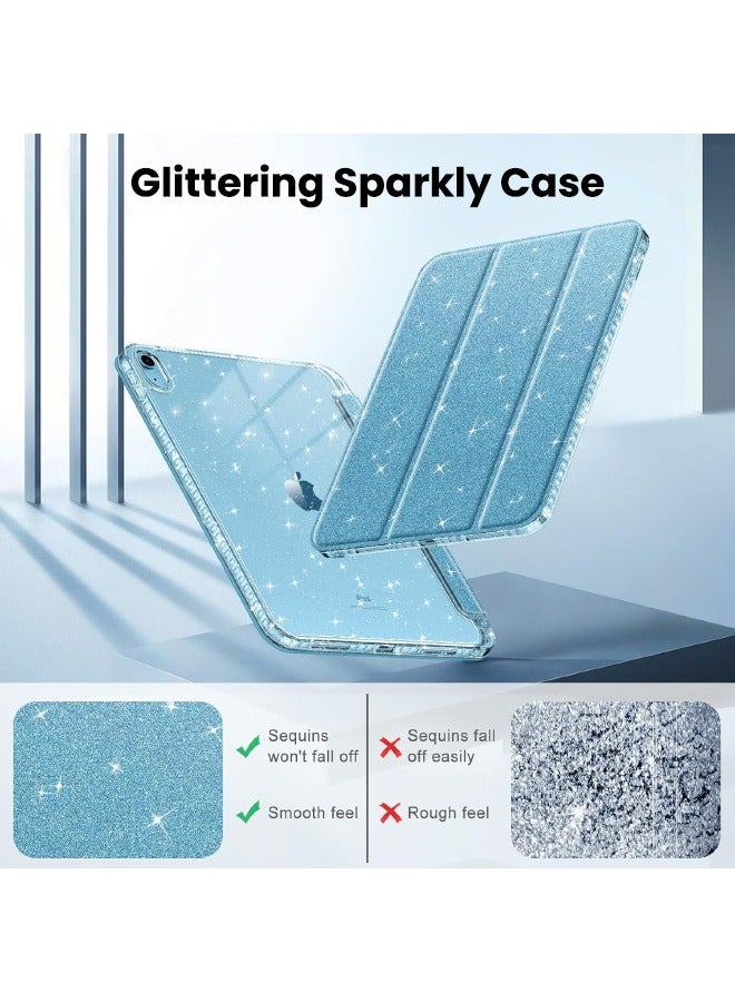SPFYEAH Slim Case for iPad (A16) 11th Generation 11 inch (2025) / iPad 10th Generation 10.9 inch (2022), Glittering Sparkly Shockproof Cover with Shiny Clear Back Shell, Trifold Stand Pencil Holder, Auto Wake Sleep, Blue - Image 4
