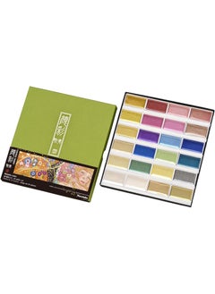 Kuretake Kuretake GANSAI TAMBI Watercolor Paint Set 24 Glittery Colors - Metallic, Professional-quality art supplies for artists adult painting aketching, Non-Toxic, Made in Japan  - Image 1