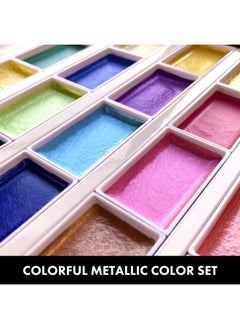 Kuretake Kuretake GANSAI TAMBI Watercolor Paint Set 24 Glittery Colors - Metallic, Professional-quality art supplies for artists adult painting aketching, Non-Toxic, Made in Japan  - Image 2