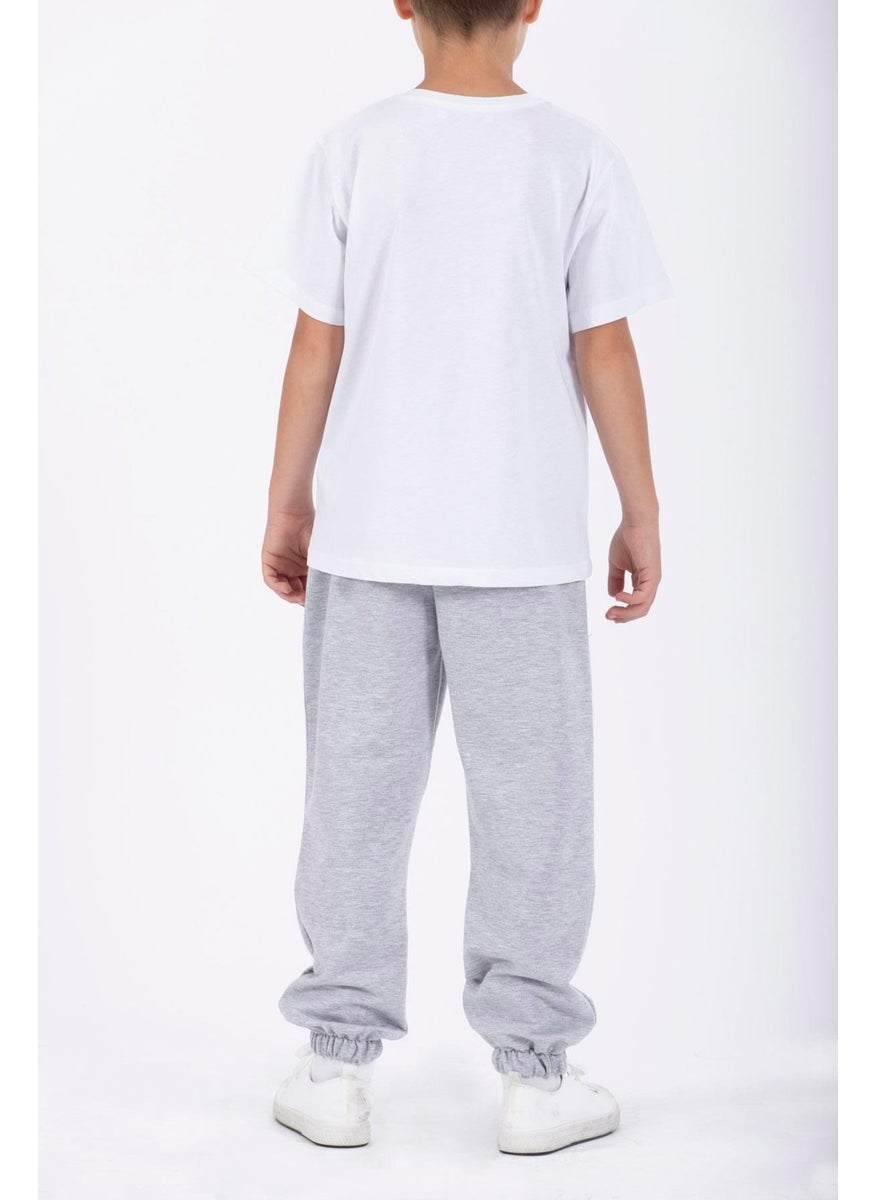 Zepkids - Don't Left Nothing Stop You Text Printed Gray Color Boy Tracksuit Single Bottom - Image 1