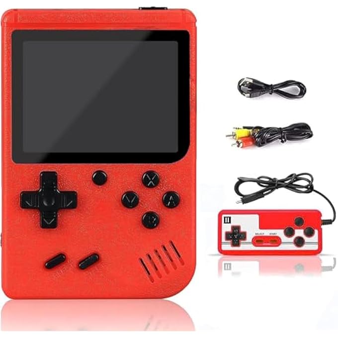 HANDHELD GAME CONSOLE, PORTABLE RETRO 500 VIDEO GAMES IN 1, SUPPORT TWO PLAYERS PORTABLE GAMING CONSOLE WITH FC GAMES, 1000 MAH CAPACITY BATTERY, RED - Image 1