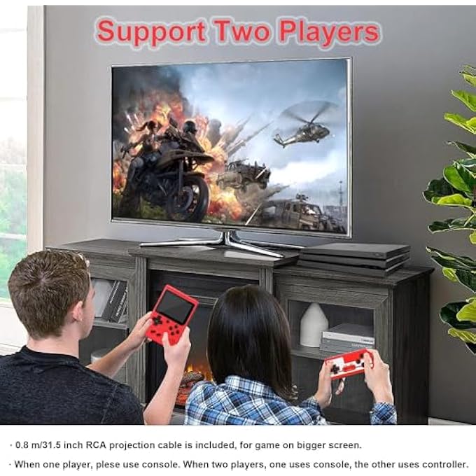 HANDHELD GAME CONSOLE, PORTABLE RETRO 500 VIDEO GAMES IN 1, SUPPORT TWO PLAYERS PORTABLE GAMING CONSOLE WITH FC GAMES, 1000 MAH CAPACITY BATTERY, RED - Image 2
