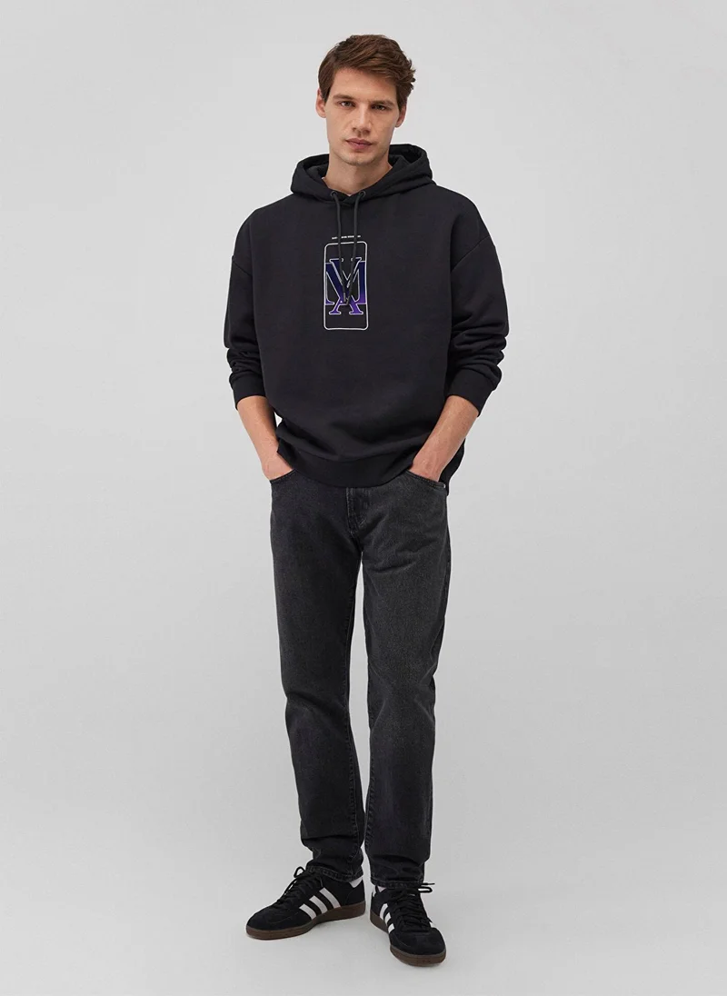 مافي MAVİ LOGO PRINTED HOODIE Black