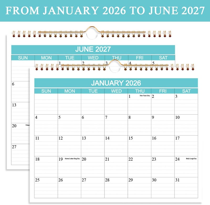 Nokingo تقويم 2026-2027 - تقويم حائطي يمتد من يناير 2026 إلى يونيو 2027 - 18 تقويم شهري مع ورق سميك للتخطيط والتنظيم للمنزل أو المكتب، مخطط التقويم، 8.5 × 11 إنش 2026 27 تقاويم - Image 5
