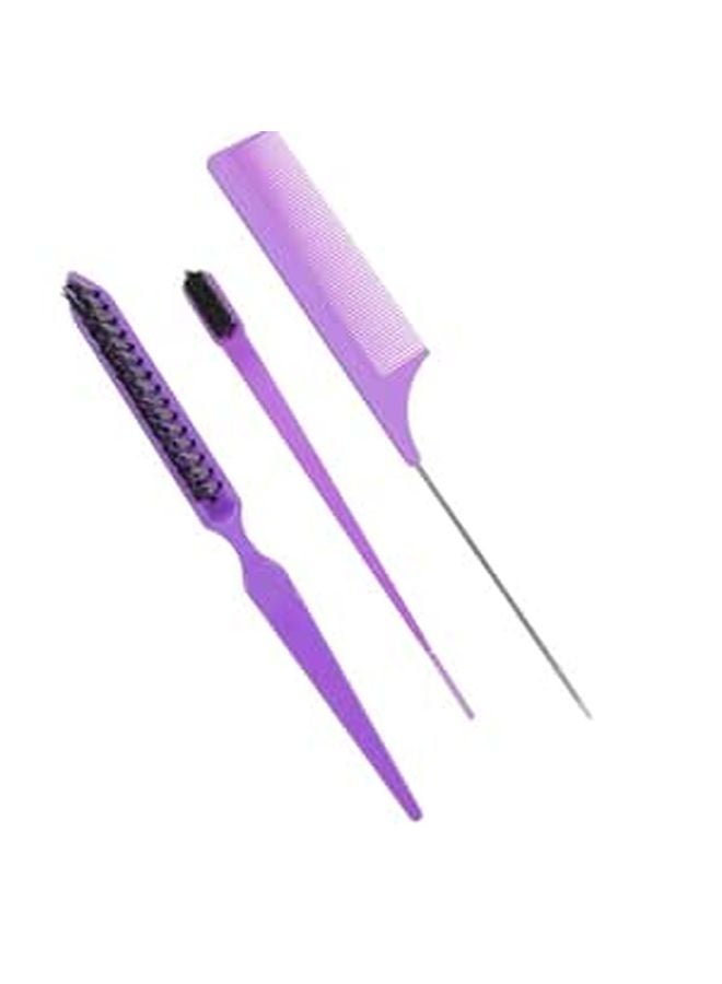 Purple Detangling Comb Set Three Row Teeth Hair Styling Brush Men Women Professional - Image 1