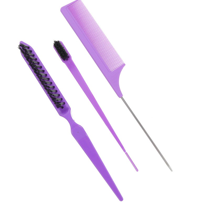 Purple Detangling Comb Set Three Row Teeth Hair Styling Brush Men Women Professional - Image 2