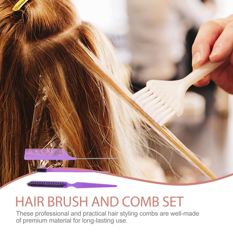 Purple Detangling Comb Set Three Row Teeth Hair Styling Brush Men Women Professional - Image 4