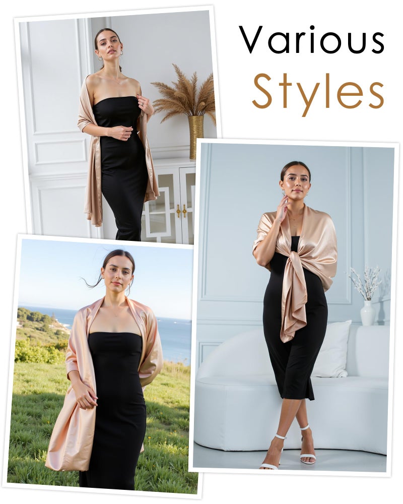 Sofier Satin Shawl Wraps for Women Evening Dresses Wedding Bridal Party Silky Scarf Formal Cover Up Bridesmaid Gifts - Image 5