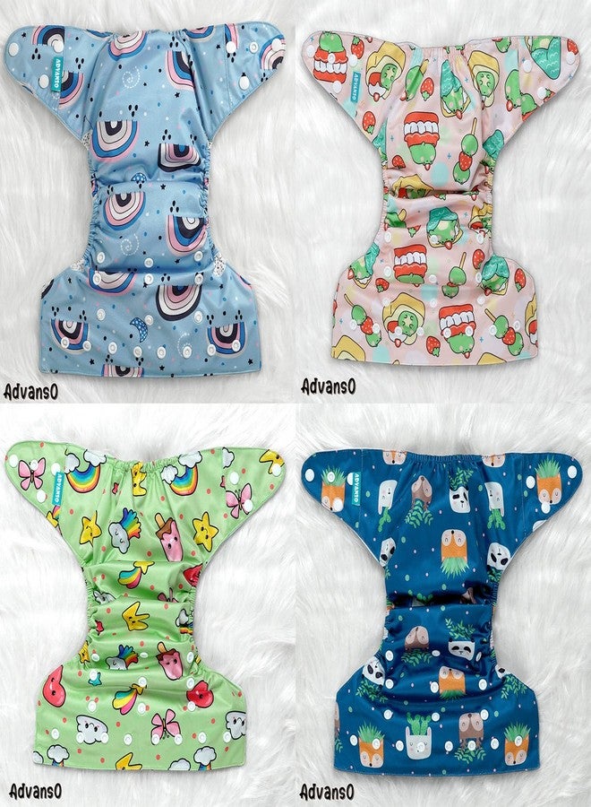 Advanso Leakage Proof cloth diapers for babies, high absorbent 5 reusable diaper 10 insert pad combo pack washable cloth diaper free size 5-18kg adjustable pocket cover P85 - Image 5