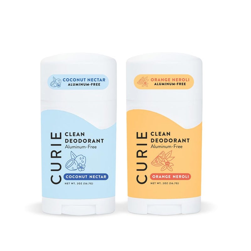 Curie Natural Deodorant for Women  Orange Neroli  Coconut Nectar  Aluminum Free Clean Sustainable Vegan Paraben Free 2pk