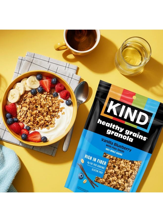 Kind Healthy Grains Granola, Vanilla Blueberry Clusters with Flax Seeds, Gluten Free, Healthy Snack Mix, 6g Protein, 11oz, 1 Count - Image 4