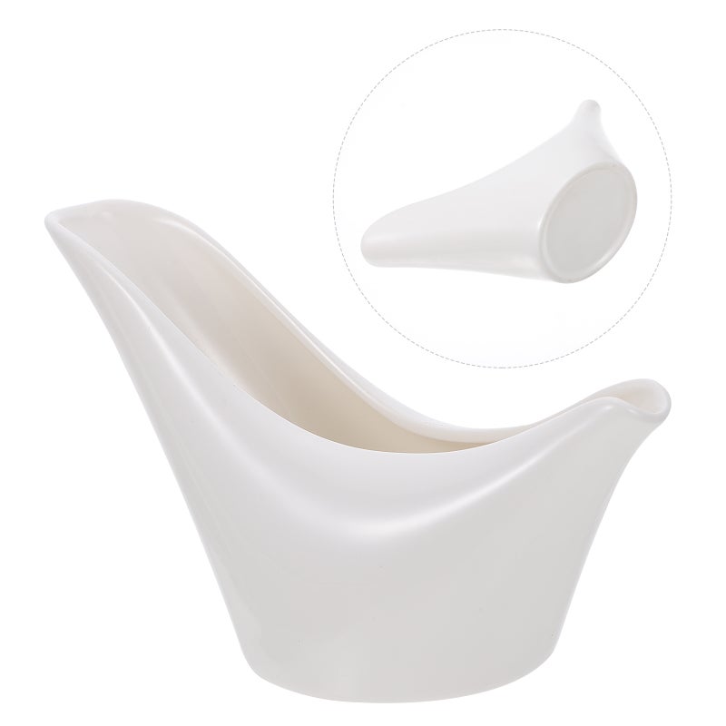 1Pc Ceramic Gravy Boat Sauce Boat Coffee Cup Storage Container (White) - Image 1