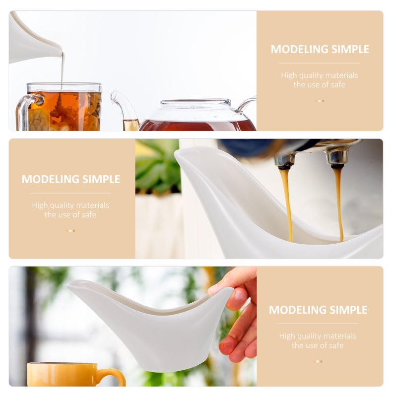 1Pc Ceramic Gravy Boat Sauce Boat Coffee Cup Storage Container (White) - Image 4