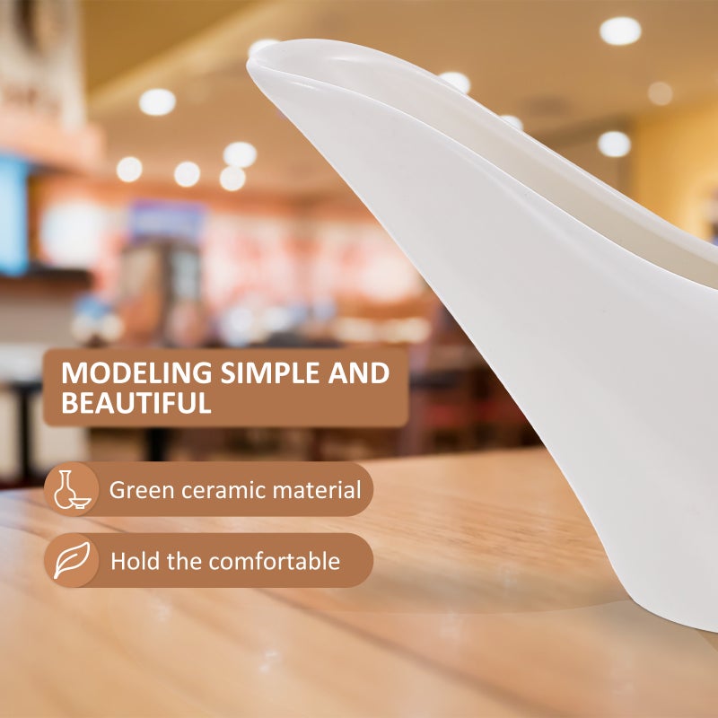 1Pc Ceramic Gravy Boat Sauce Boat Coffee Cup Storage Container (White) - Image 5