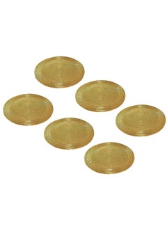 AIA AIA India Golden Glass Beaded Round Placemat for Dining Table Diameter 1200 Inch 6 Pieces 