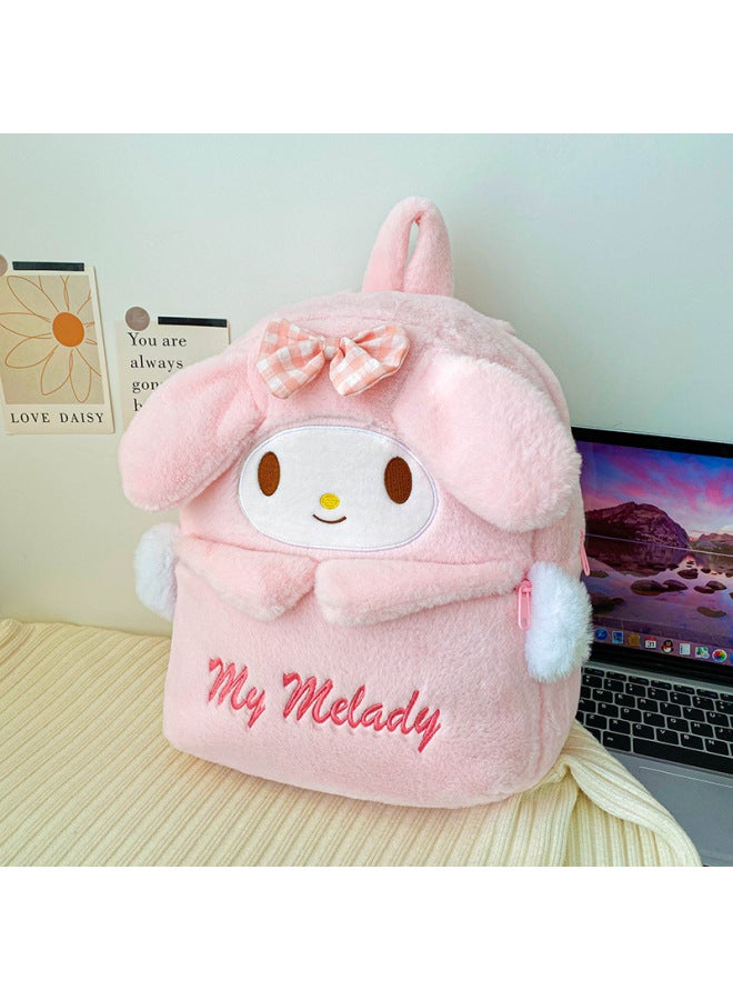 Cartoon Sanrio Yugui School Bag Cute Plush Toy Bag Backpack Large Capacity Backpack-Color:Melody Powder-Height:37*31* 10cm (0.255kg) - Image 1