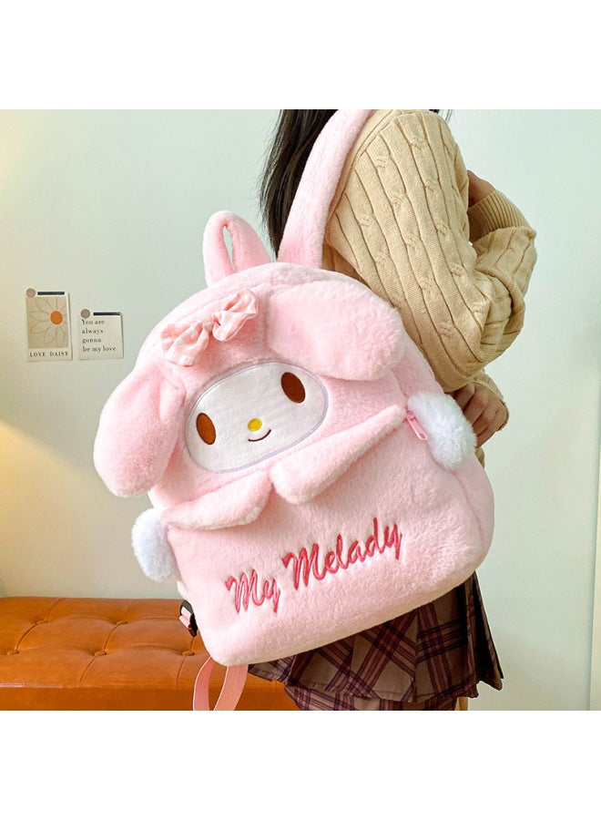 Cartoon Sanrio Yugui School Bag Cute Plush Toy Bag Backpack Large Capacity Backpack-Color:Melody Powder-Height:37*31* 10cm (0.255kg) - Image 5