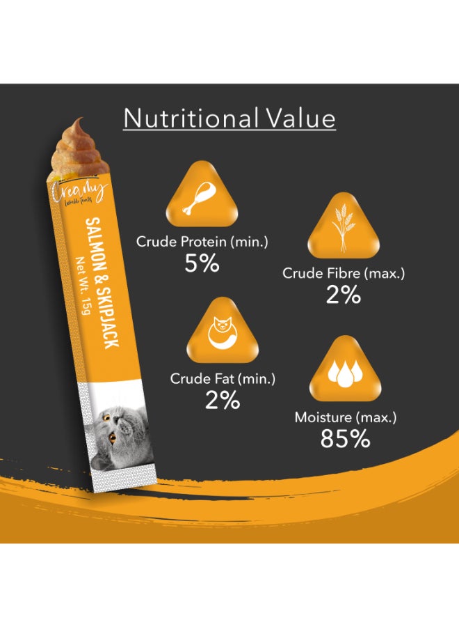 Kitty Yums علاجات القطط الكريمية القابلة للّعق - السلمون و سكيبجاك - Image 4