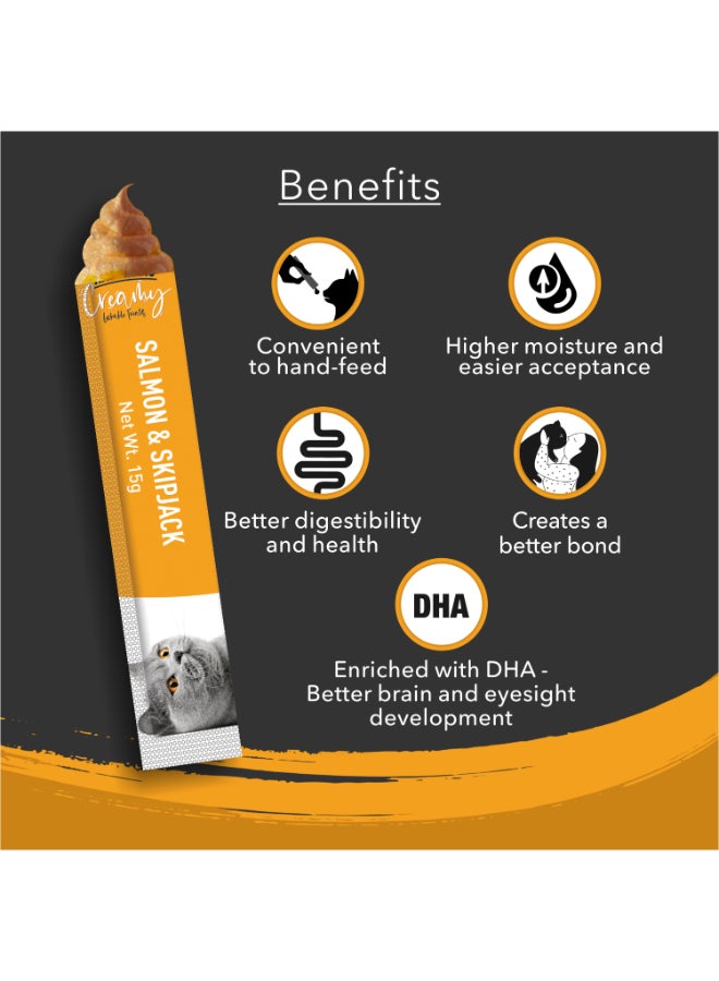 Kitty Yums علاجات القطط الكريمية القابلة للّعق - السلمون و سكيبجاك - Image 2