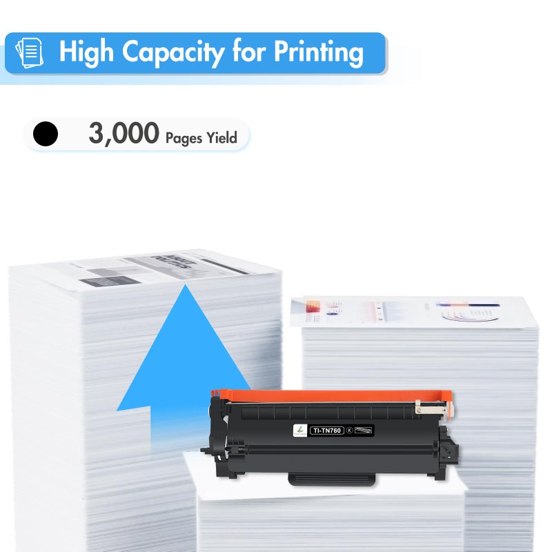 TRUE IMAGE TN760 Toner for Brother Printer: TN 760 MFC-L2710DW MFC-L2750DW Compatible for Brother TN-760 Toner TN-730/TN-760 TN730 730 TN-730 DCP-L2550DW HL-L2350DW HL-L2395DW HL-L2390DW High Yield 4 Black - Image 3