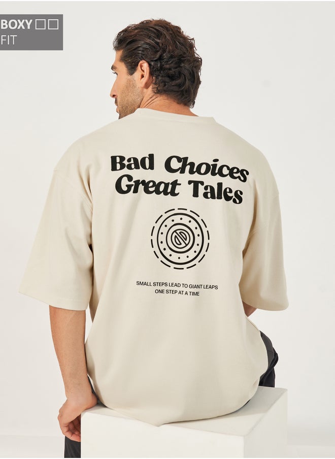 Styli Styli Front and Back Graphic Print Interlock Boxy T-Shirt  - Image 1