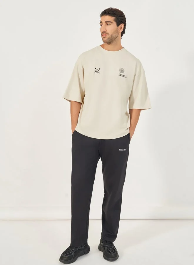 Styli Front and Back Graphic Print Interlock Boxy T-Shirt