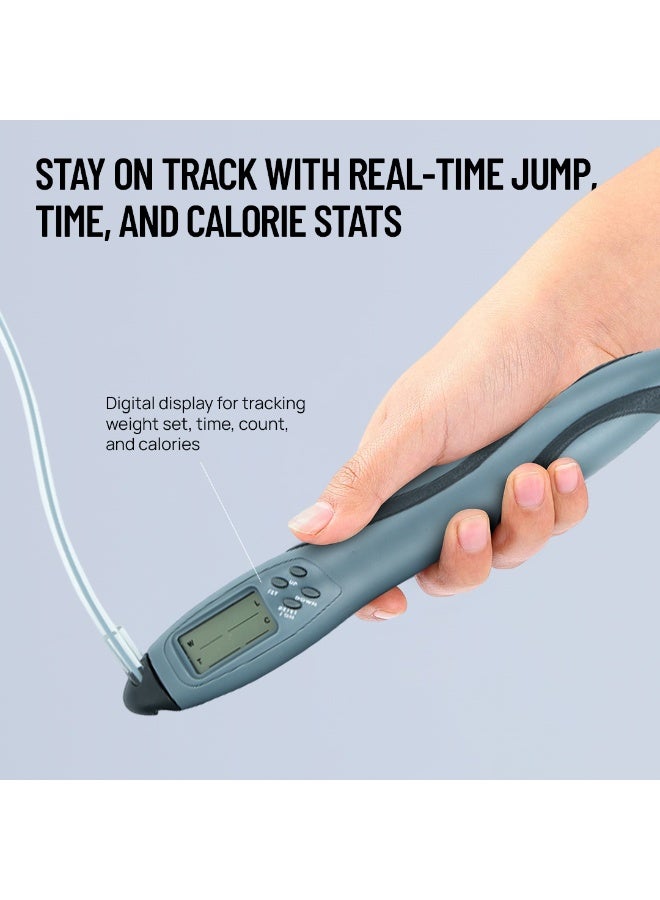 Axox Digital Jump Rope-Smart Fitness Skip Rope with Counter, Calories Tracker & Adjustable 9ft Length for Cardio, Fat Burn & Full-Body Workout - Image 2