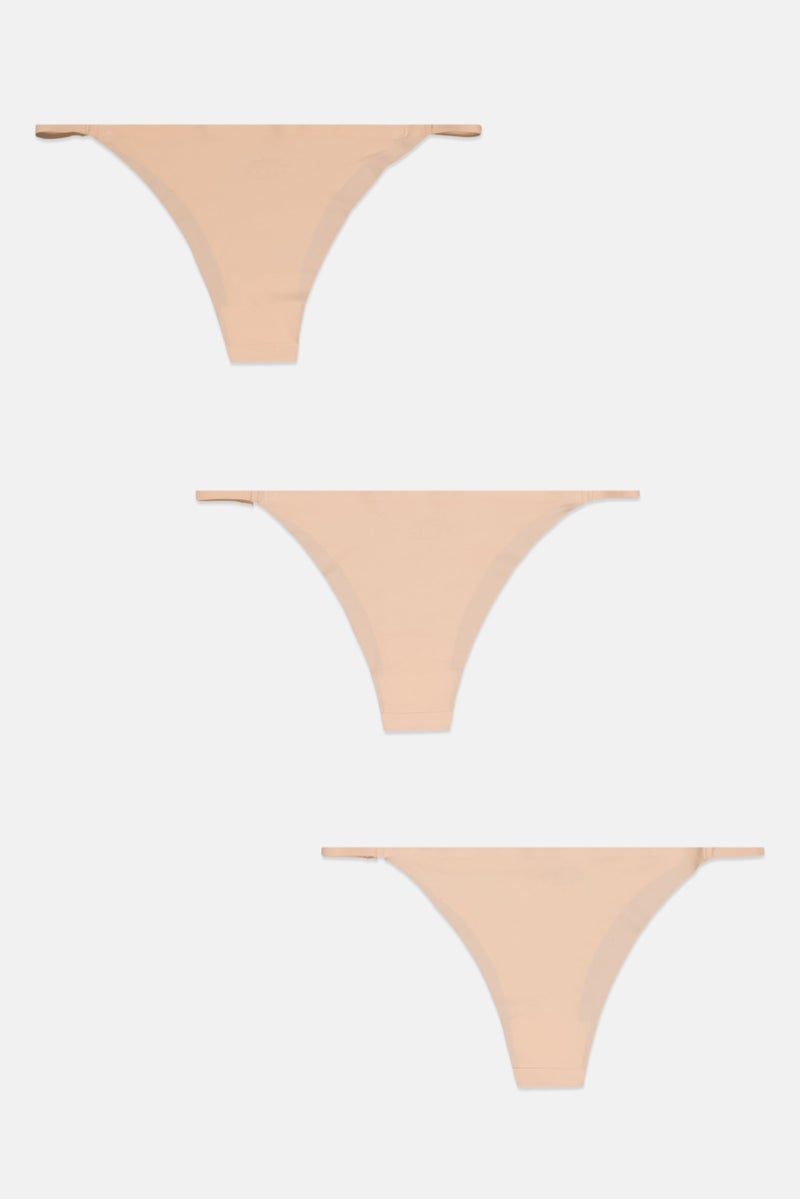 bebe Women 3 Pack Solid Pantie, Beige  - Image 2