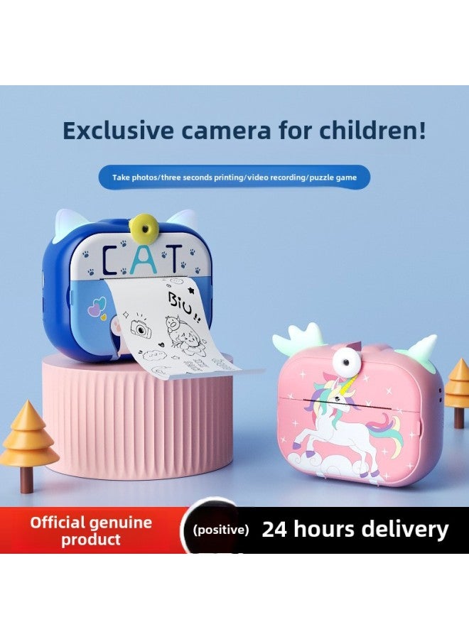 Generic 4K HD Photo-free Digital Camera HD SLR Dual Lens Photography Camera Toy-Color:Cat Style Royal Blue Without Card  - Image 4