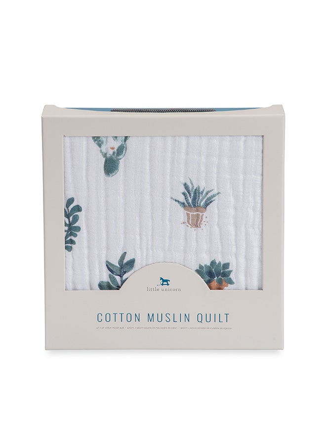 Little Unicorn Original Premium Cotton Quilt | Multi-Layered & Extra-Soft Muslin Fabric |for Babies & Toddlers (Prickle Pots) - Image 3
