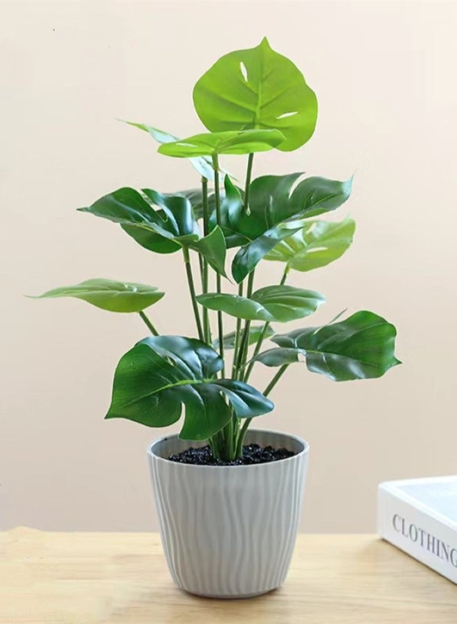 Kutis 1-Piece Artificial Potted Plant Modern Potted Ornament For Table Decoration Polyester Green/White 38x11 Centimeter - Image 1